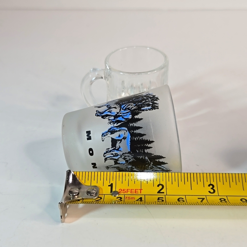 Set of 2 Vintage Shot Glasses Montana Wolf Design & Federal Mini Beer Mug - Picture 14 of 15
